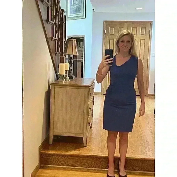 NWT BLACK HALO SHIFT BLUE SLEEVELESS Asymmetrical neck DRESS SIZE 2/4 XS - Picture 12 of 14